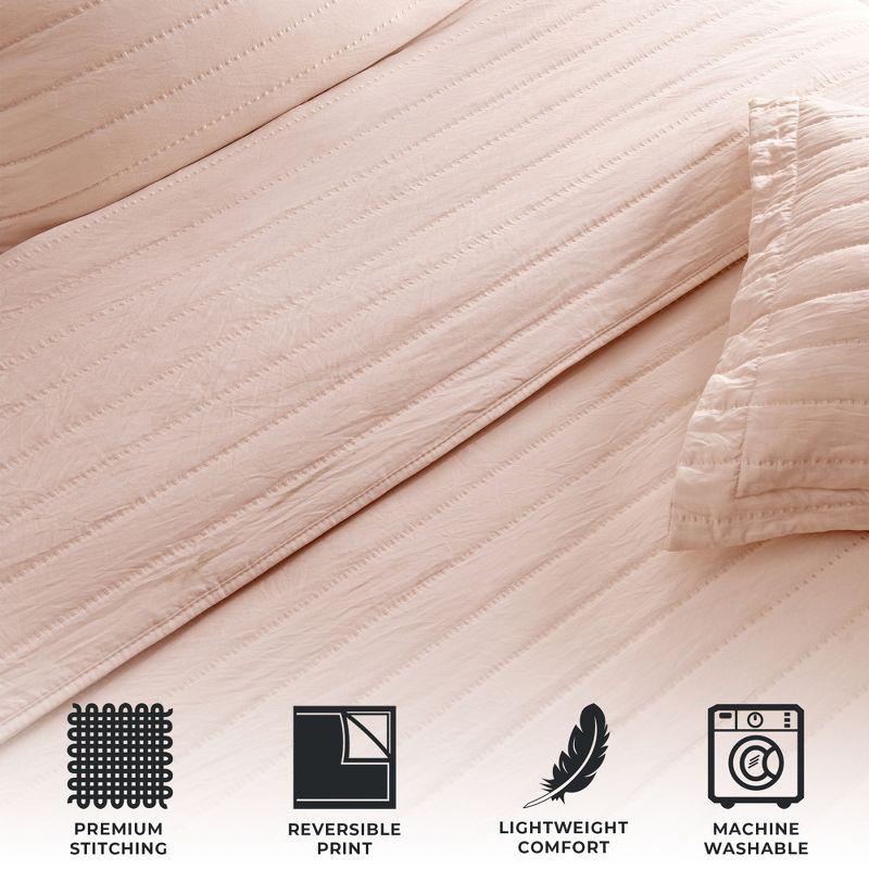 FreshFolds Solid Stitched Microfiber Quilt Set with Shams