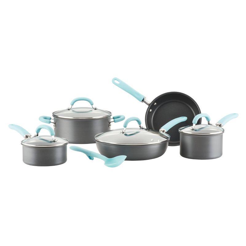 Gray and Light Blue 10-Piece Nonstick Aluminum Cookware Set