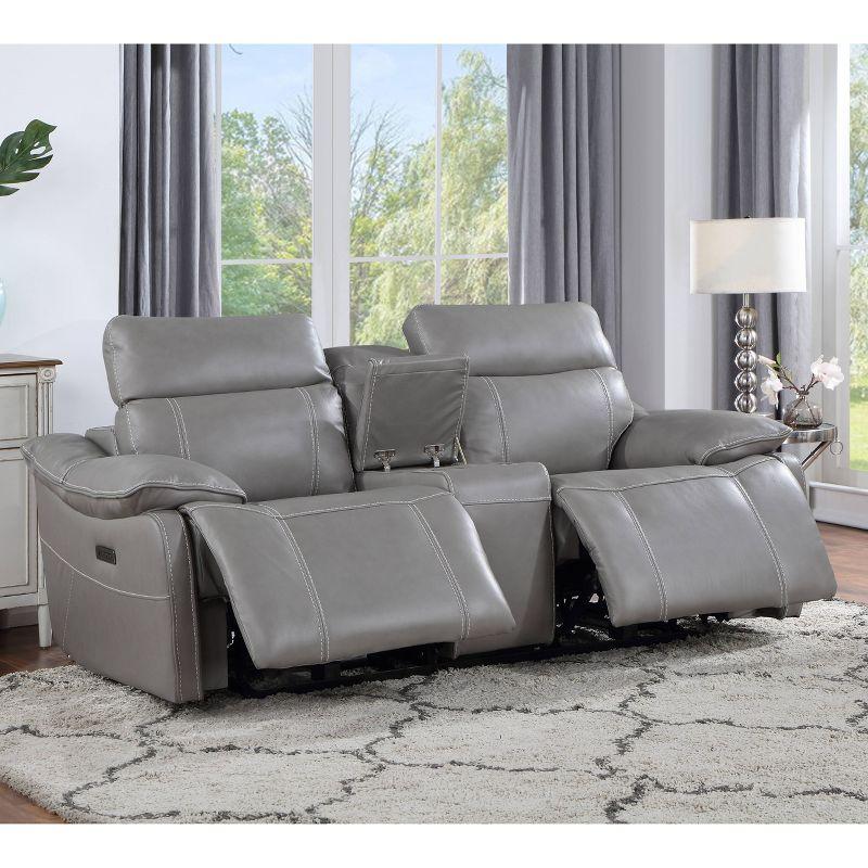 Alpine Leather Power Console Loveseat Smoke - Steve Silver Co.