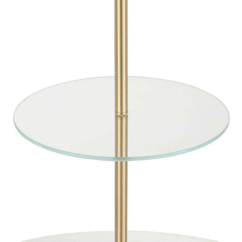 Chloe Contemporary Gold and White Shelf Floor Lamp with Linen Shade