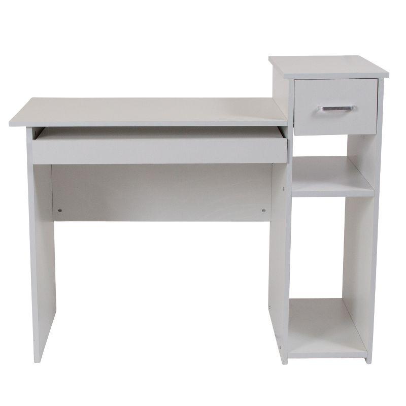 Flash Furniture Highland Park White Computer Desk with Shelves and Drawer