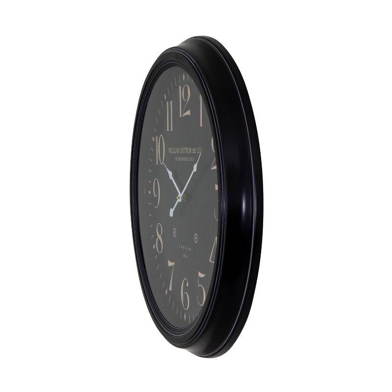 25" Round Iron Wall Clock Black - Yosemite Home Decor: Modern Analog Indoor Timepiece, 1 AA Battery Required