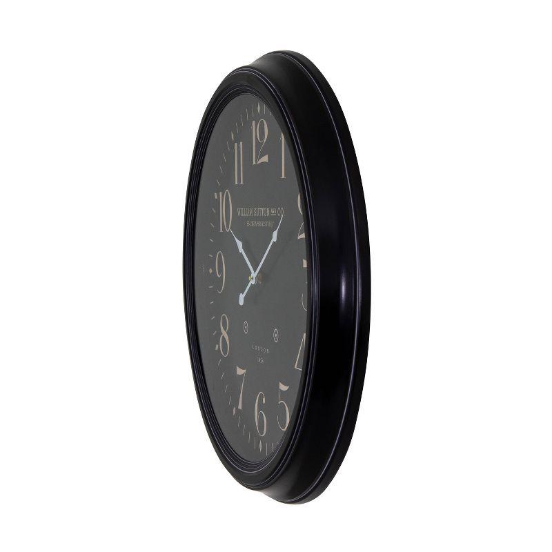 28" Oversized Black Iron Wall Clock with Beige Numerals