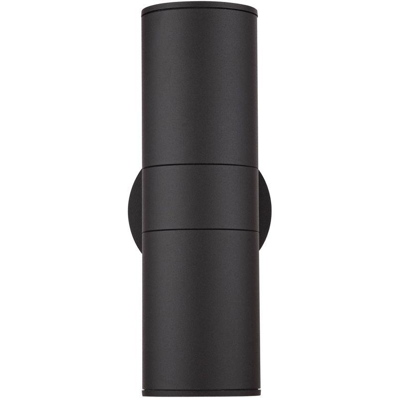 Possini Euro Design Ellis Modern Outdoor Wall Light Fixture Black Cylinder Up Down 11 3/4" for Post Exterior Light Barn Deck Post Light House Porch