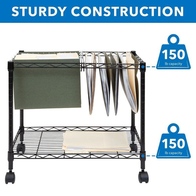 Mount-It! Mobile Rolling File Folder Cart with Wheels | Single Tier with Storage Rack and Locking Casters | Fits Letter and Legal Size Filing Folders