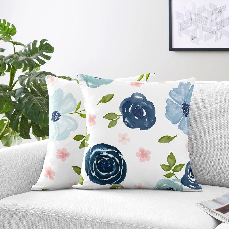 Watercolor Floral Square Pillow Cover & Insert