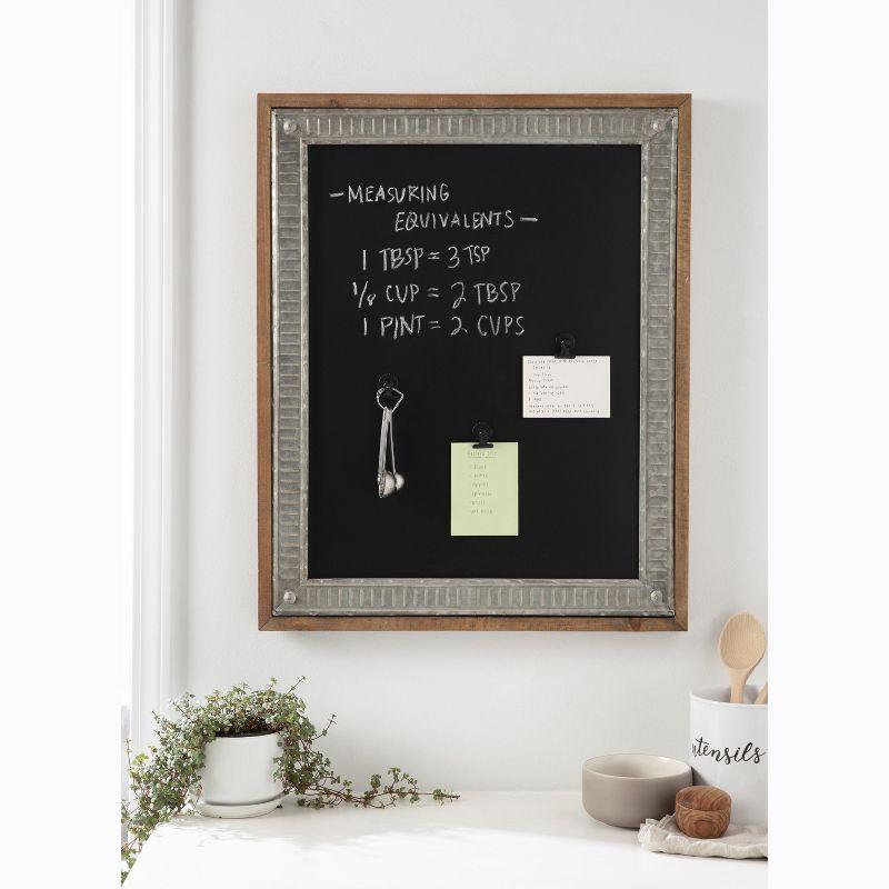 Rustic Brown Wood and Metal Framed Magnetic Chalkboard, 24x30