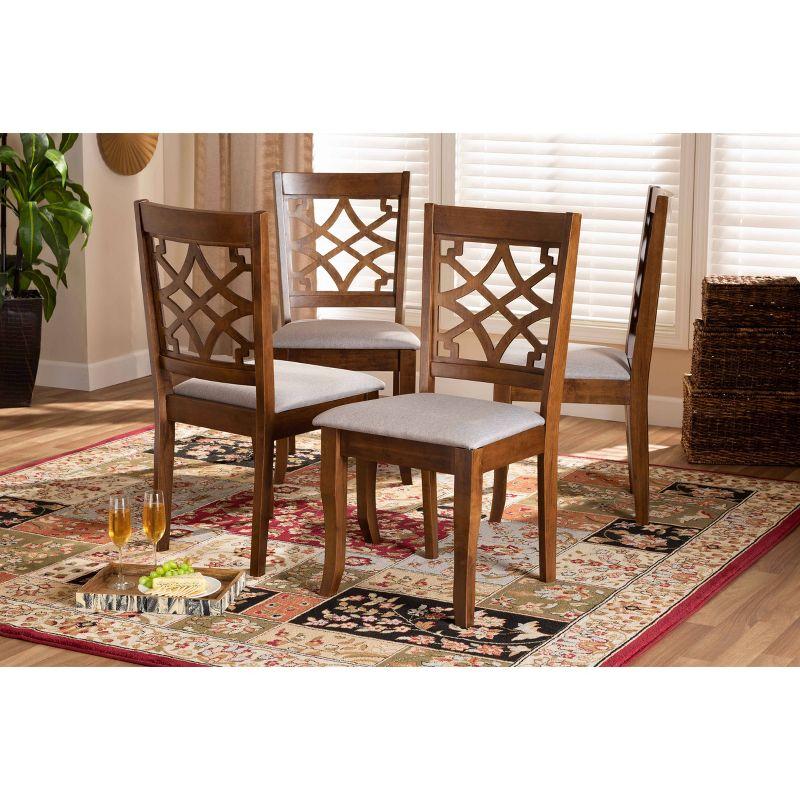 Set of 4 Mael Fabric Upholstered Wood Dining Chairs - Baxton Studio: Foam-Padded, Saber Legs, Assembly Required