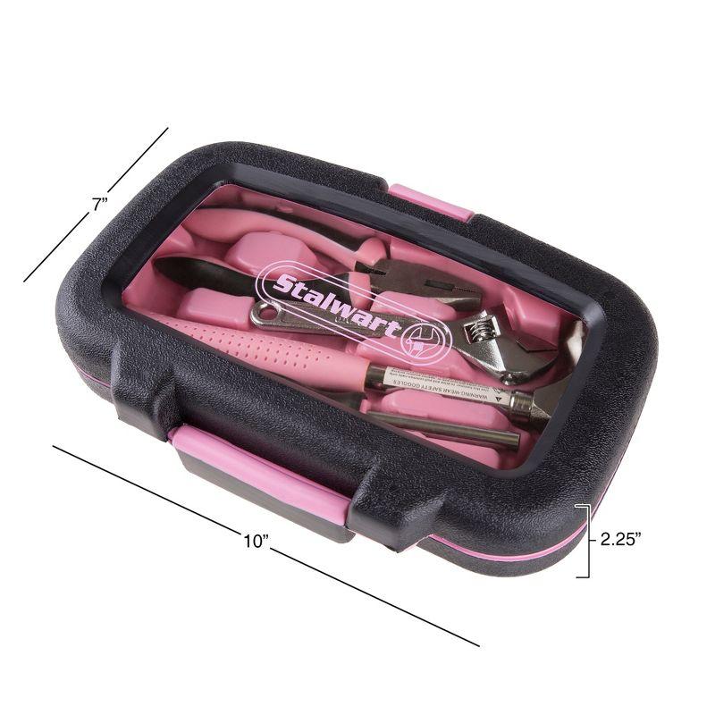 Pink 15-Piece Household Hand Tool Set with Carrying Case