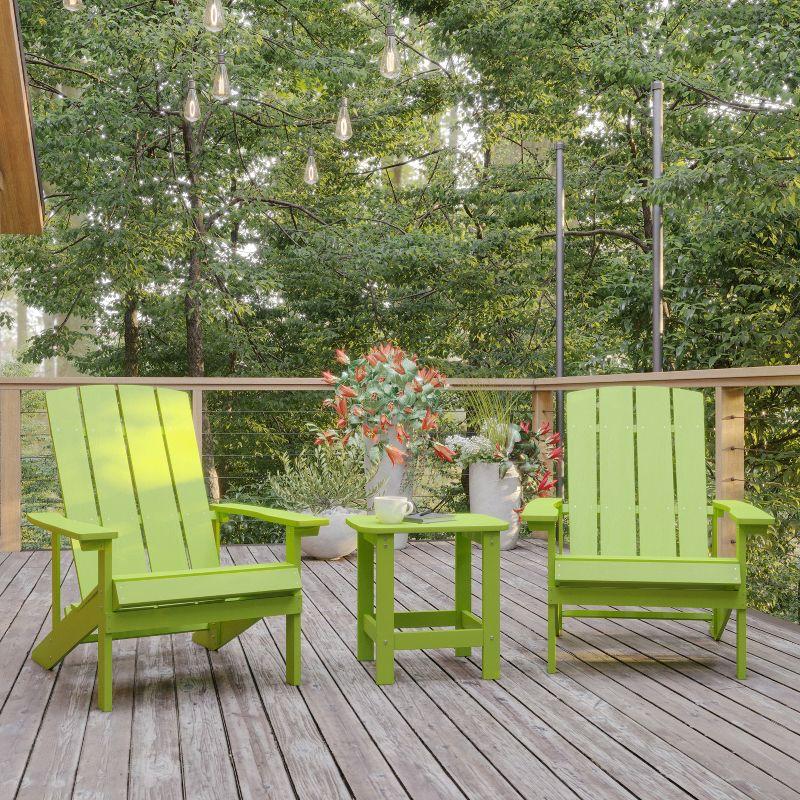 Flash Furniture Charlestown Tiered Commercial Poly Resin Adirondack Side Table - Lime Green - All-Weather - Indoor/Outdoor