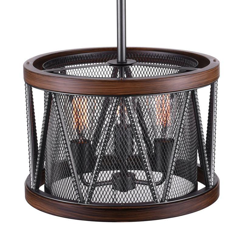 CWI Lighting Parsh 3 Light Drum Shade Chandelier With Pewter Finish