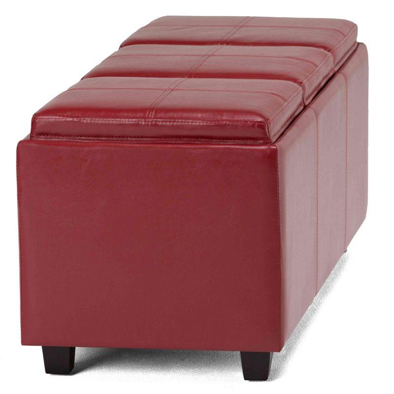 Simpli Home Avalon 42"W Upholstered Storage Ottoman with 3 Flip-Over Serving Trays
