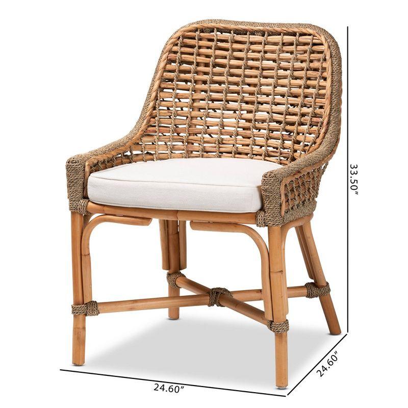 Kyle Woven Rattan Dining Side Chair with Cushion White/Natural - bali & pari