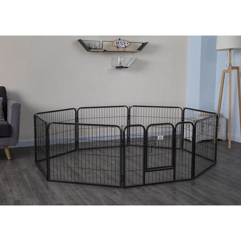 Heavy Duty Black Metal Pet Exercise Pen with 8 Panels