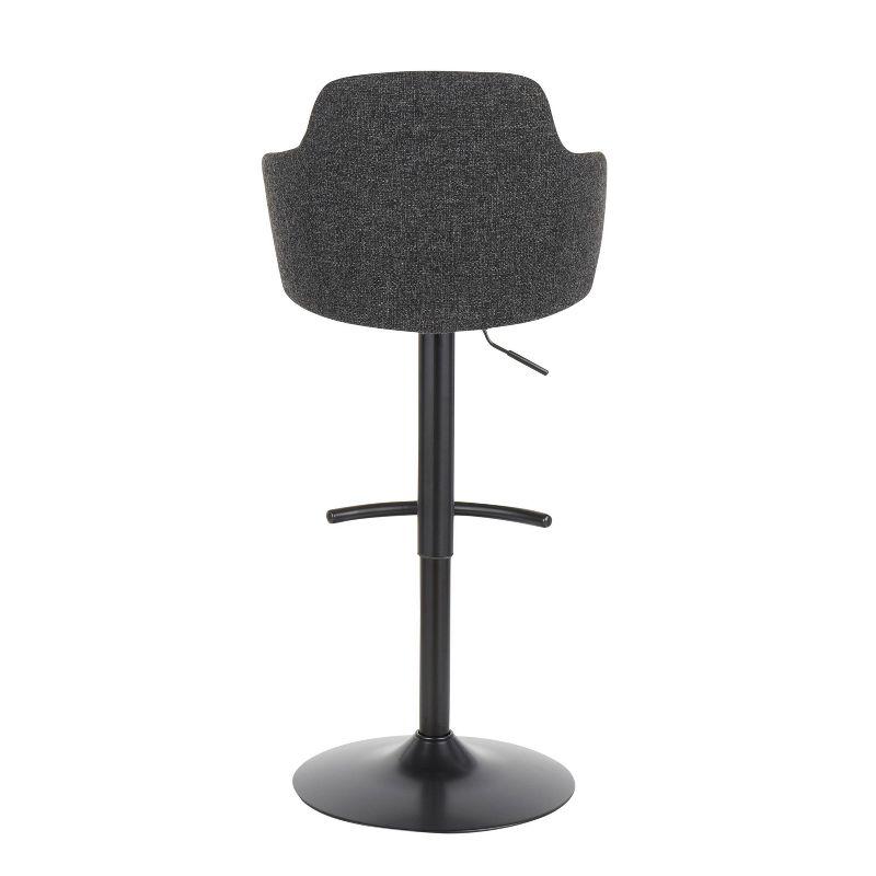 Boyne Adjustable Black Metal Swivel Barstools with Dark Grey Fabric - Set of 2