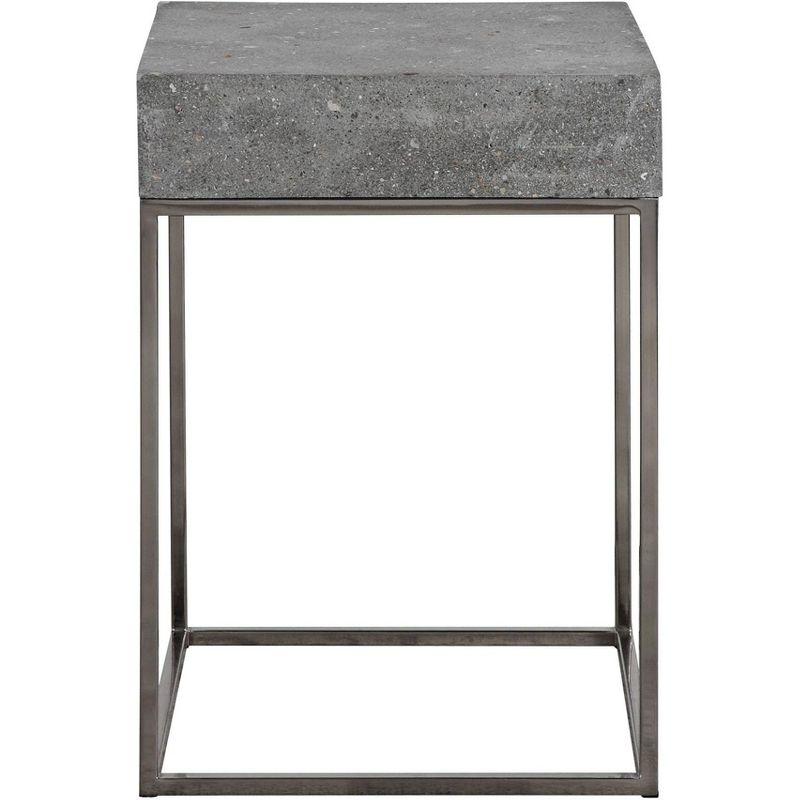 Uttermost Modern Industrial Stainless Steel Square Accent Table 14" Wide Gray Concrete Tabletop for Living Room Bedroom Entryway