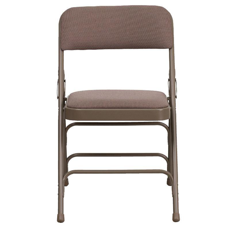 Emma and Oliver 2 Pack Curved Triple Braced Beige Fabric Metal Folding Chair