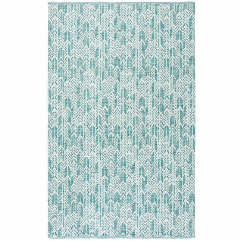 Coastal Breeze Aqua and Ivory Cotton Blend 5' x 8' Area Rug