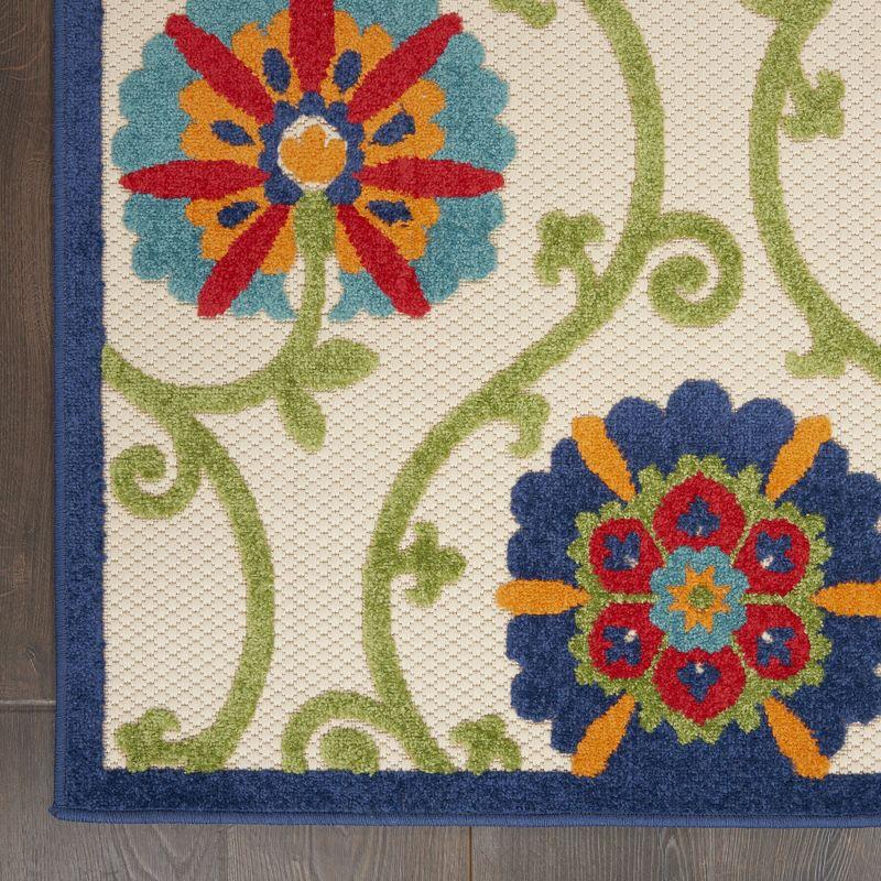 Nourison Aloha Contemporary Floral Flatweave High-Low Indoor Outdoor Area Rug Blue/Multicolor 3'6" x 5'6"