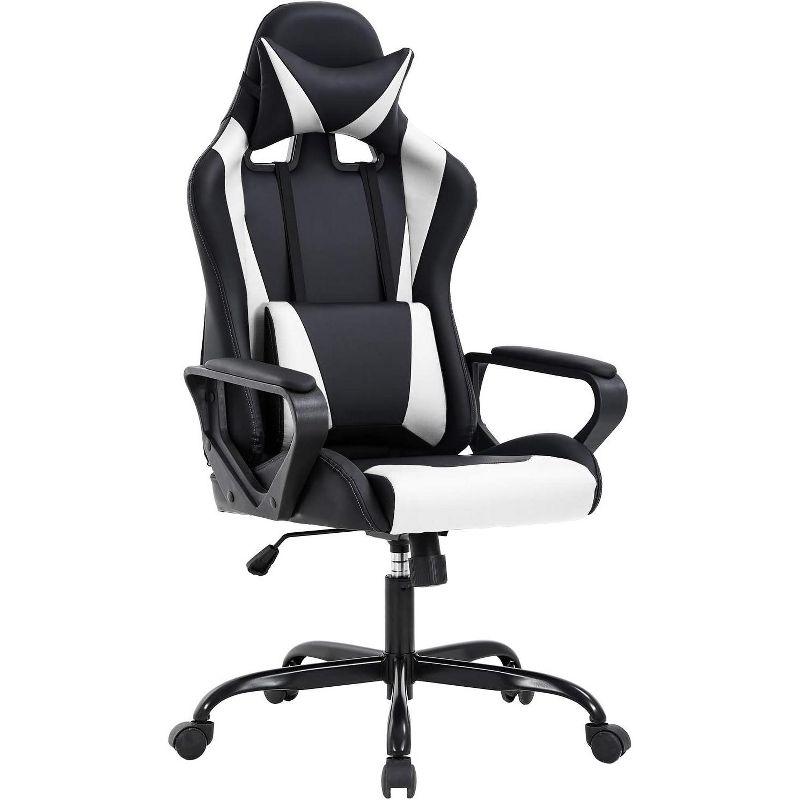 FDW Office Chair Gaming Chair Desk Chair Executive Chair with Lumbar Support Adjustable Stool Swivel Rolling Computer Chair,White