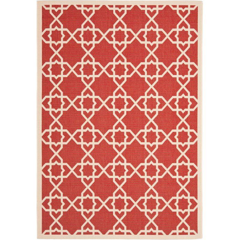 Courtyard CY6032 Power Loomed Indoor and Outdoor Area Rug - Red/Beige - 4'x5'7" - Safavieh