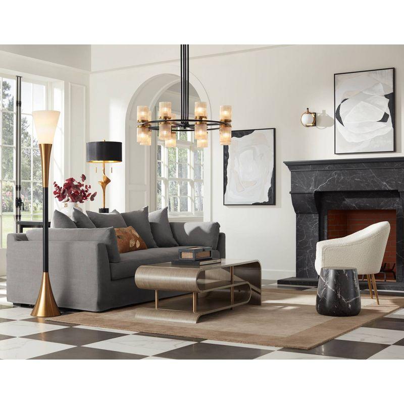 Possini Euro Design Piazza Modern Torchiere Floor Lamp 72 1/2" Tall Black Brass Metal Frosted White Glass Shade for Living Room Bedroom Office House