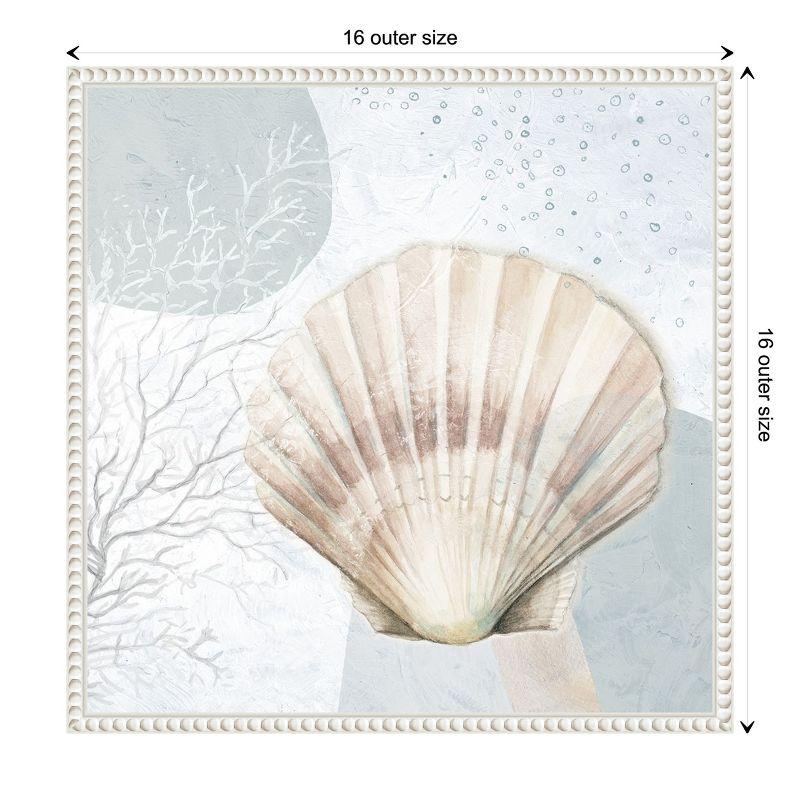 Amanti Art Ocean Oasis Bubbles Blush Scallop by Patricia Pinto Canvas Wall Art Print Framed 16 x 16-in.