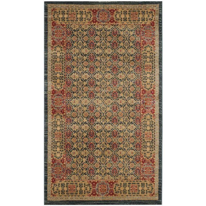 Light Blue Rectangular 3' x 5' Stain-Resistant Synthetic Area Rug