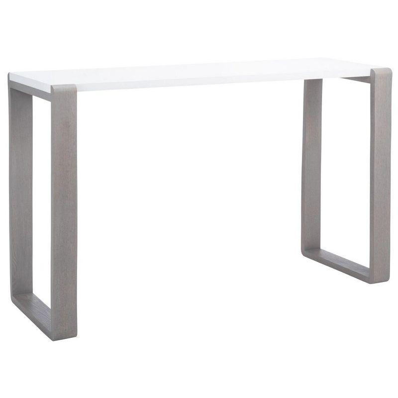 White and Grey Lacquered Wood Hallway Table with Storage