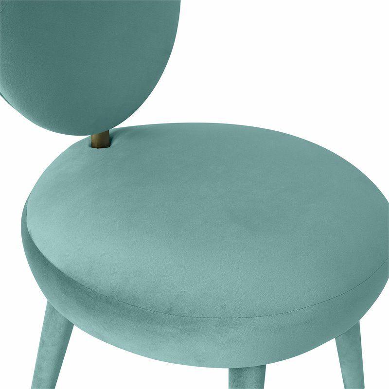 TOV Furniture Kylie 19.7" Transitional Velvet Dining Chair in Blue