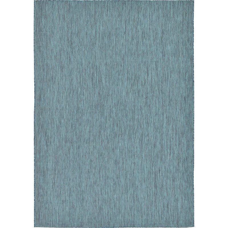 Unique Loom 7' 0 x 10' 0 Rectangle Indoor/Outdoor Solid Teal Area Rug
