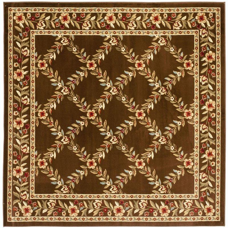 Lyndhurst LNH557 Power Loomed Area Rug - Brown/Brown - 6'7"x6'7" - Safavieh
