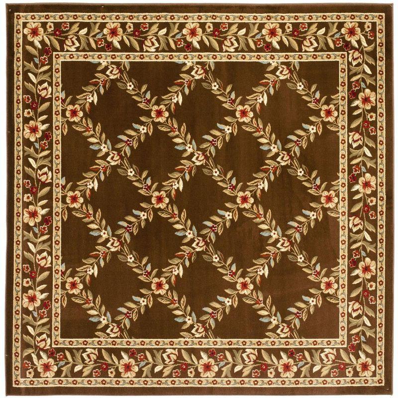 Elegant Traditions Easy-Care Brown Synthetic 6'7" Square Area Rug