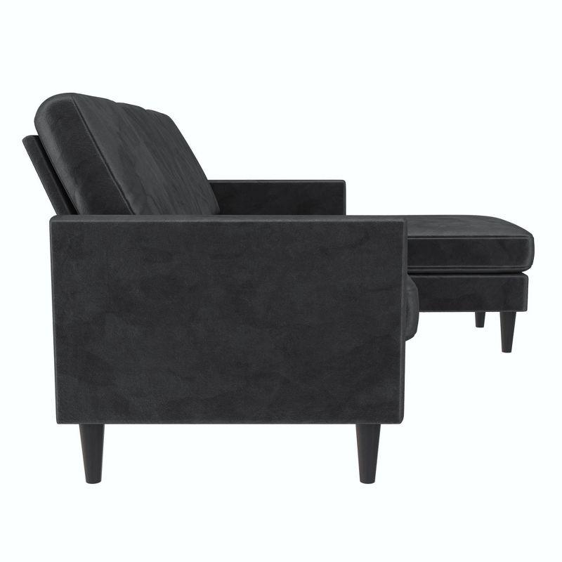 Winston Dark Gray Velvet Reversible Sectional Sofa with Ottoman