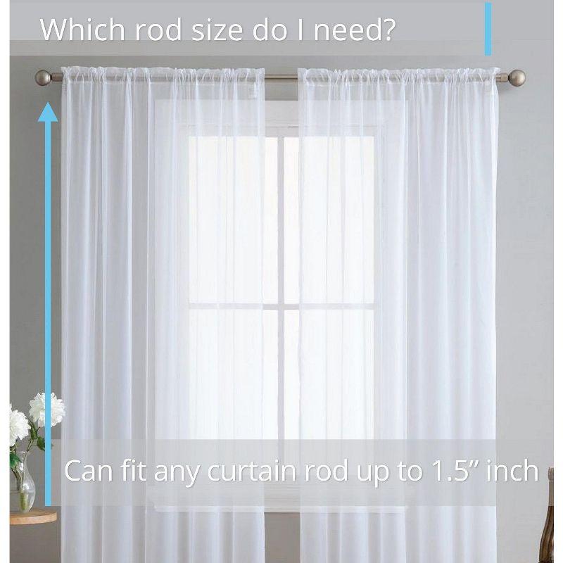 HLC.ME Sheer Voile Transparent Window Treatment Rod Pocket Curtain Panels - Set of 2 - Silver, 54 W x 63 L