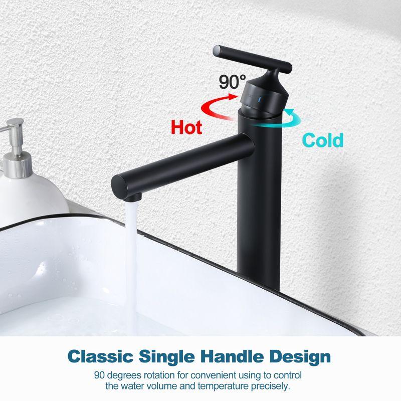 WOWOW Single Handle Single Hole Bathroom Vessel Faucet with Drain Kit Included