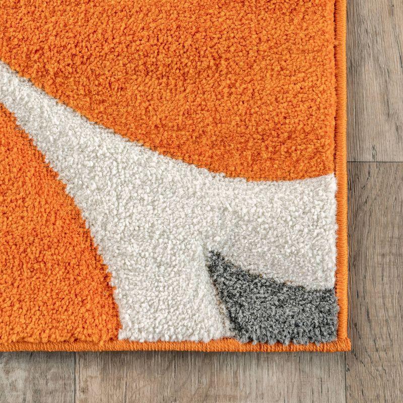 Handmade Tufted Deep Orange Synthetic Runner Rug, 32x6 in