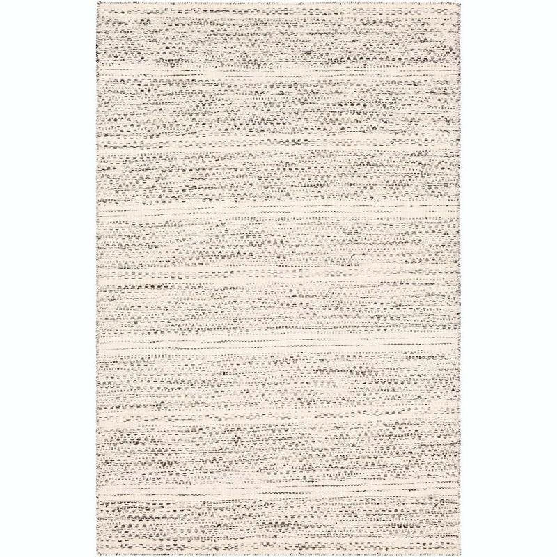 Handmade Cream and Gray Wool Rectangular Area Rug 4' x 6'