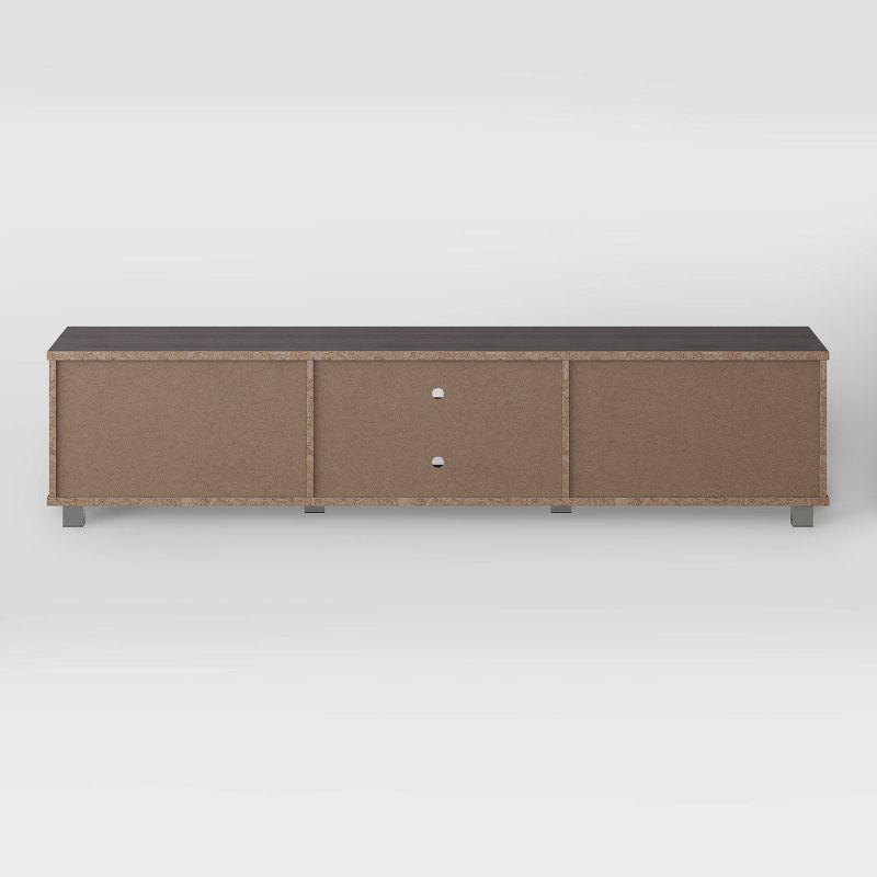 CorLiving Hollywood TV Stand for TVs up to 85" with Doors Wood Grain Dark Gray: Modern Media Console, Adjustable Shelves