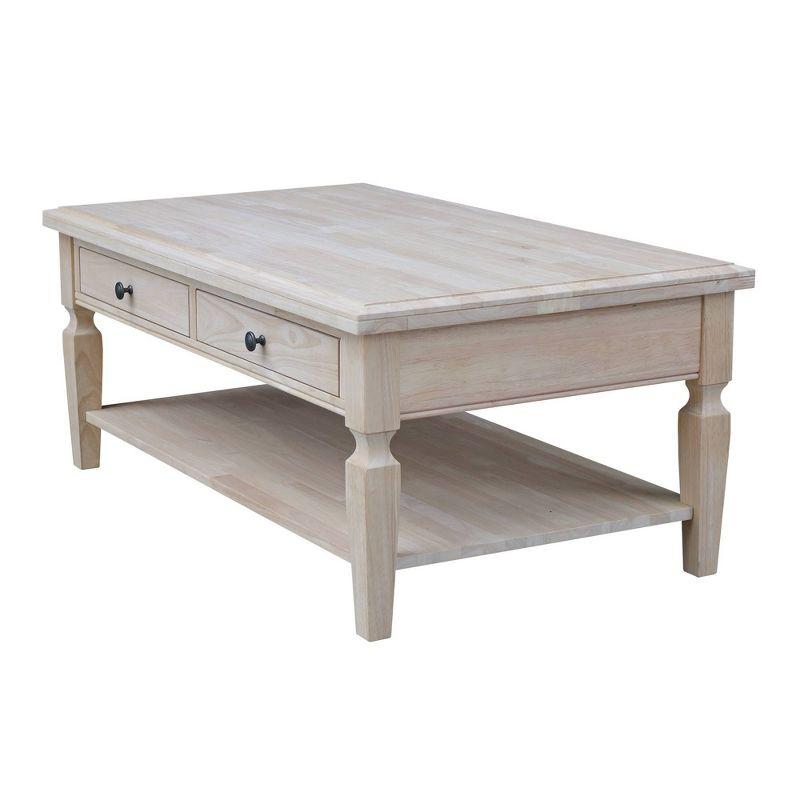 Vista 56" Unfinished Parawood Rectangular Coffee Table with Storage