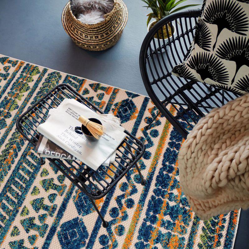 World Rug Gallery Modern Stripes Faded Geometric Indoor/Outdoor Area Rug