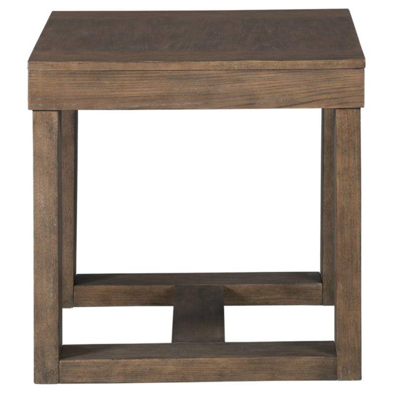 Contemporary Plank-Effect Square End Table in Textured Grayish Brown