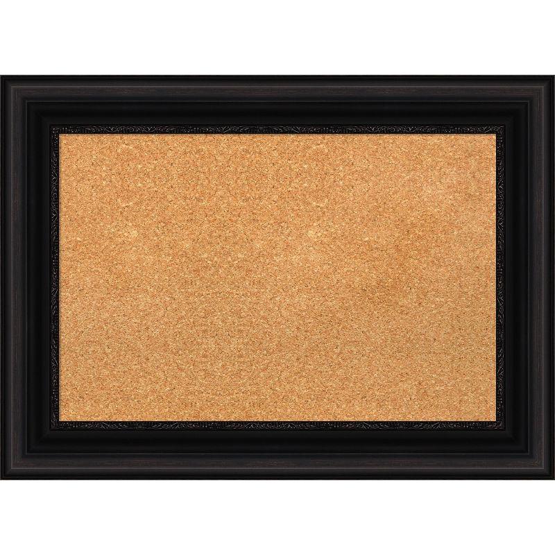 Amanti Art Natural Cork Board Framed Parlor Black Bulletin Board 30 in. x 22 in.
