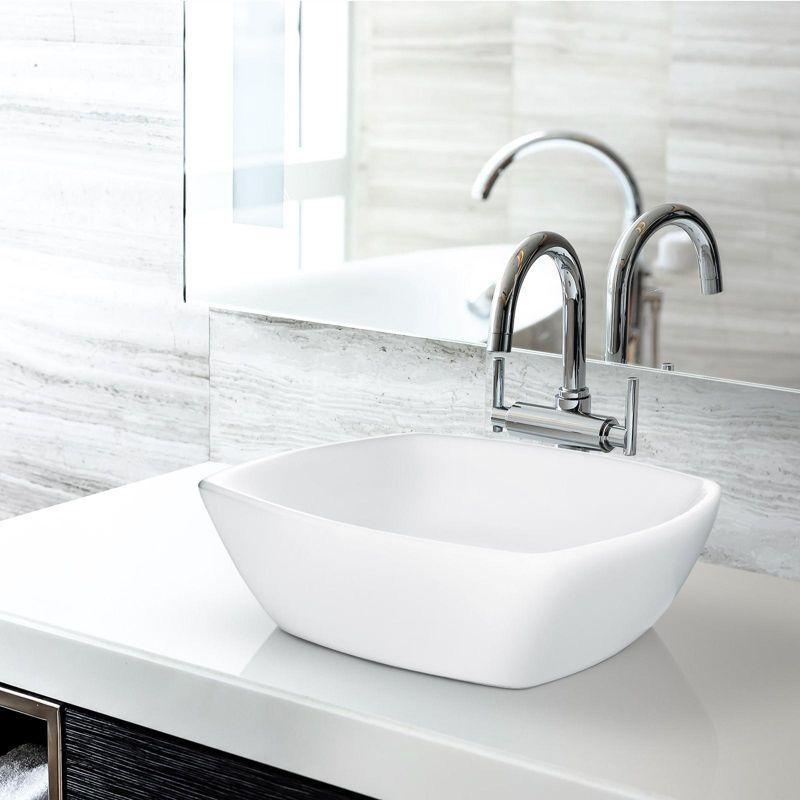 Miligore 16'' White Ceramic Square Bathroom Sink