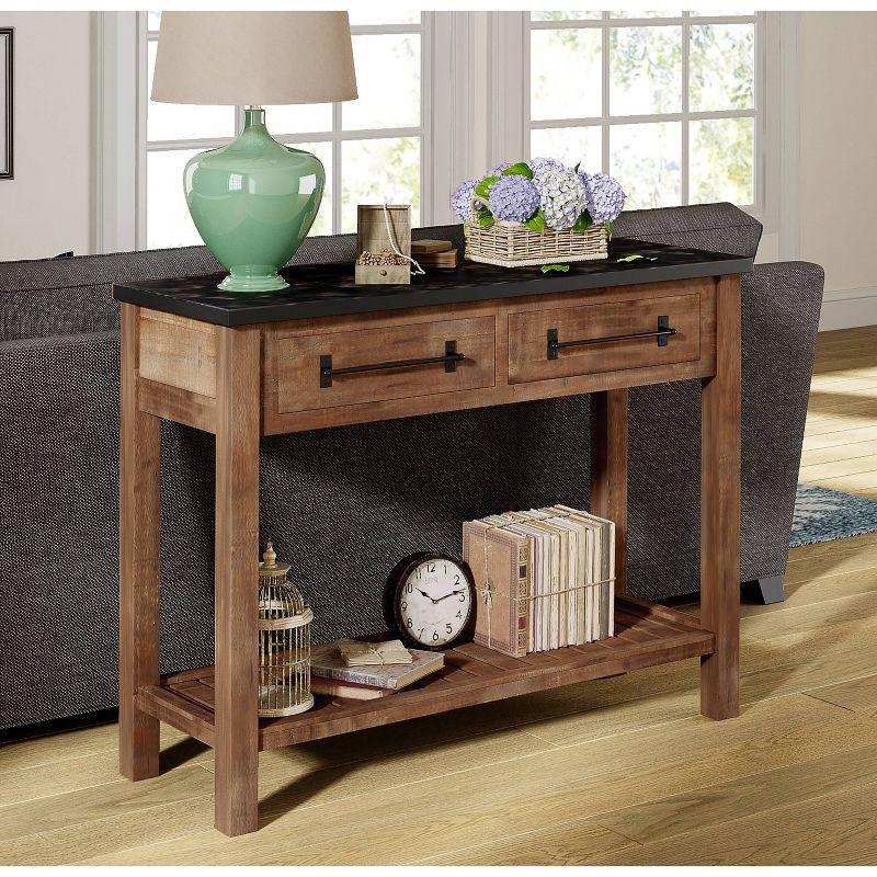 Eugene Brown Wood Console Table with Storage Shelf