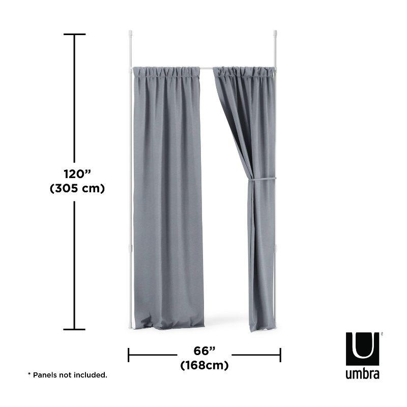 36"-66" Umbra Anywhere Curtain Rod White: Tension Mount, Metal, Smooth Finish, 5-Year Warranty, 15 lb Capacity