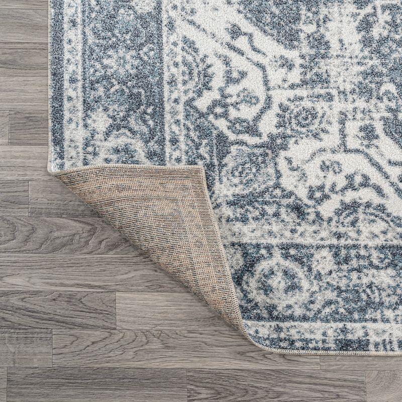 JONATHAN Y Keesha Bold Distressed Medallion Low-Pile Machine-Washable Cream/Blue 5 ft. x 8 ft. Area Rug