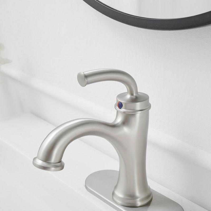 BWE Single Handle Bathroom Faucet For One Hole with 3 Holes Deck Plate and Metal Drain