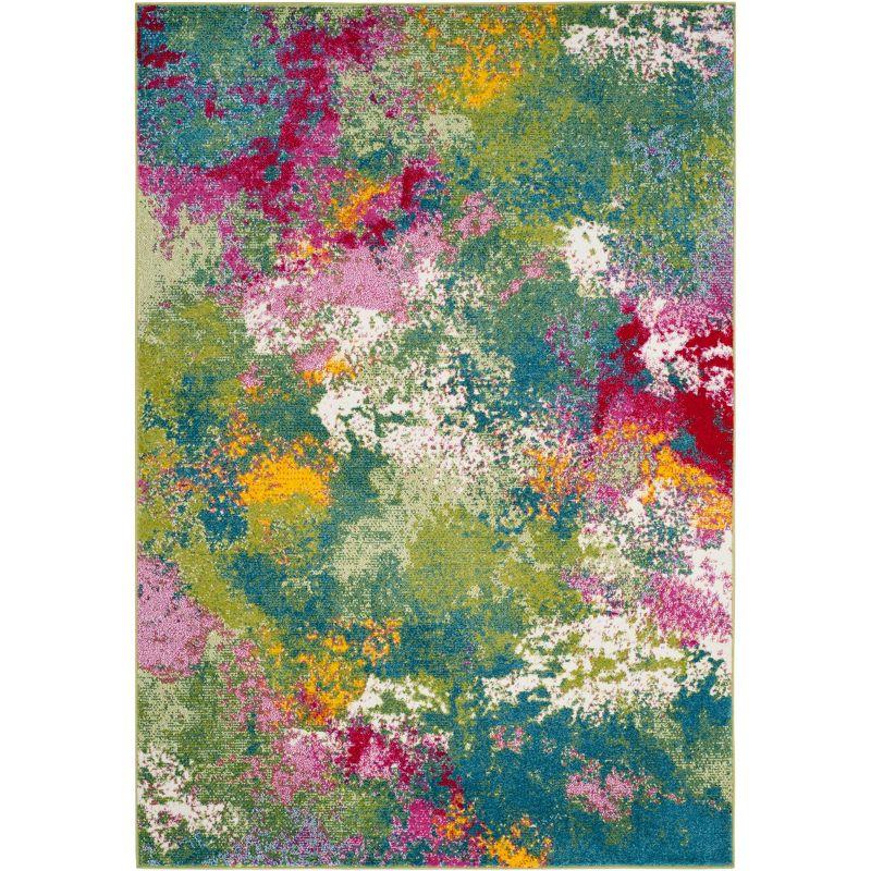 Watercolor WTC697 Power Loomed Indoor Area Rug - Green/Fuchsia - 5'3"x5'3" - Safavieh