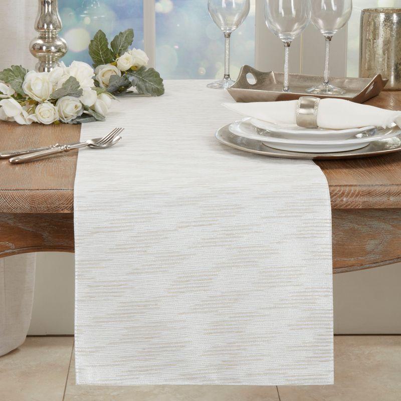 Beige Polyester Winter Table Runner and Placemats Set